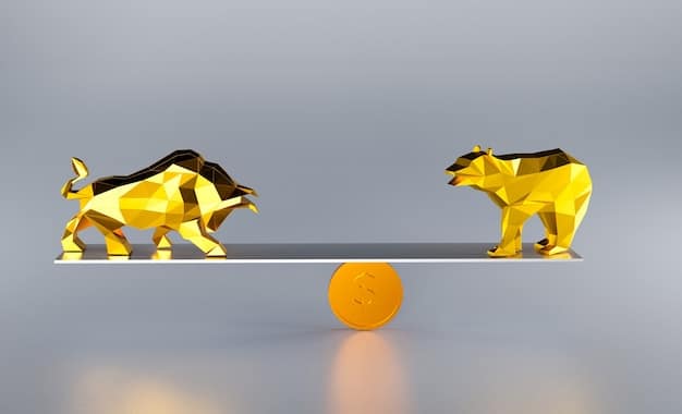 A split image comparing the growth potential of a stock portfolio versus a bond portfolio over a 10-year period, visually representing opportunity cost.