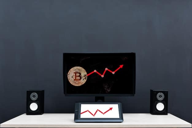 A close-up shot of a computer screen displaying charts and graphs of Bitcoin and Ethereum price movements, with a superimposed SEC logo, representing the regulatory oversight.