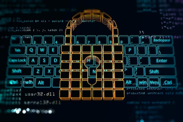 A digital representation of Shor's algorithm in action, breaking an encryption key, contrasted with a classical computer struggling with the same task.