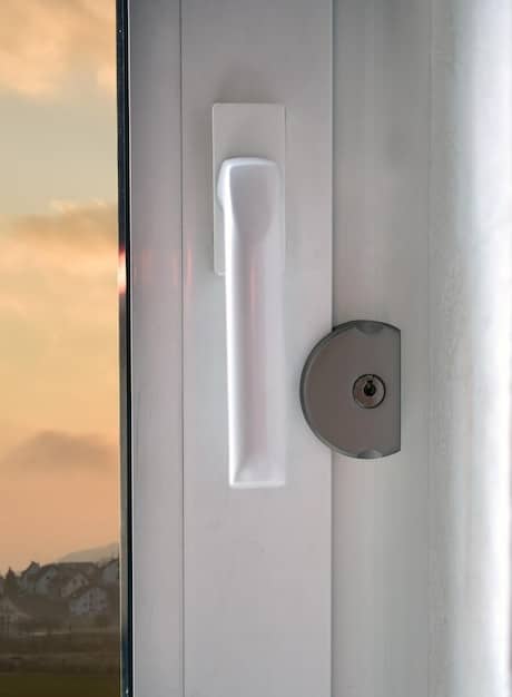 A close-up shot of a smart lock installed on a front door, showcasing its sleek design and keyless entry options. The image should highlight the convenience and security features of smart locks, such as remote access, temporary codes, and activity logs.