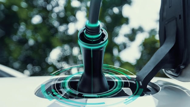 A close-up of a Tesla Supercharger plug connecting to a Tesla vehicle, highlighting the sleek design and user-friendly interface of the charging system.