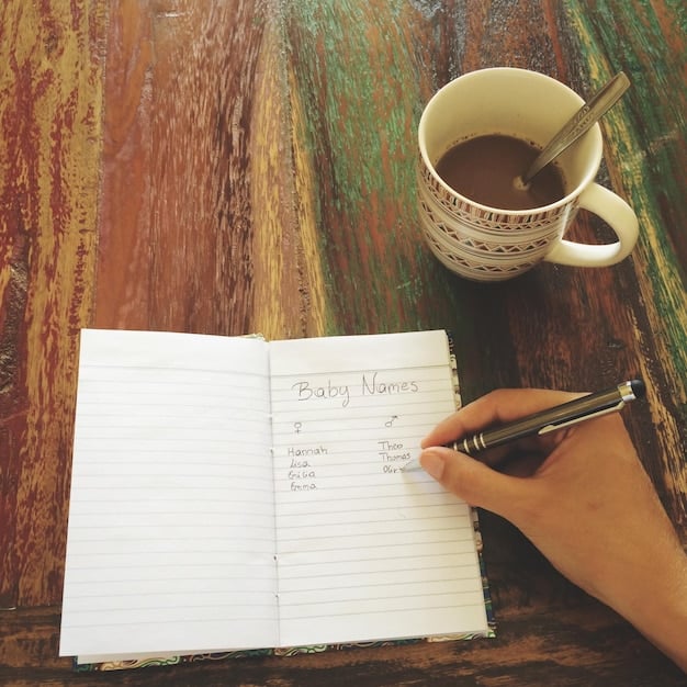 A person writing affirmations in a journal, with a focused and determined expression. The journal is open on a desk with a pen and a cup of coffee.