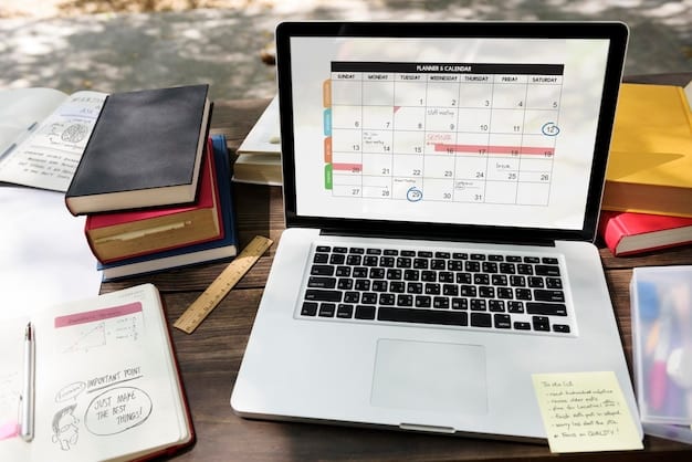 A sample calendar showing a detailed study schedule for the SAT/ACT, with specific dates and times allocated for practice tests, studying individual sections, and review sessions.