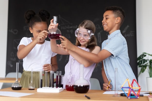 A group of diverse elementary school students engaged in a hands-on science experiment, highlighting the importance of engaging educational experiences.