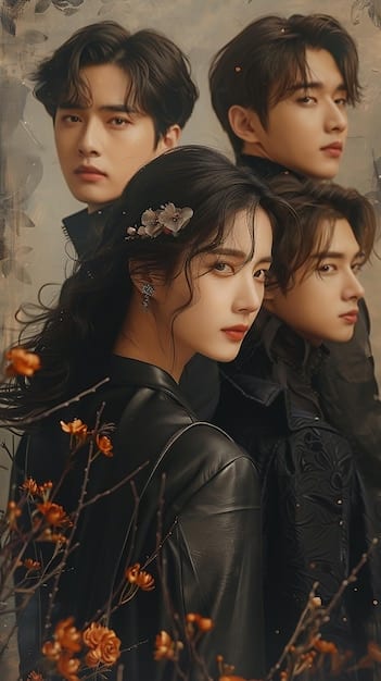 A collage of famous Korean drama actors and actresses posing for promotional posters. The images should highlight diverse genres within K-dramas, such as romance, historical, and thriller.