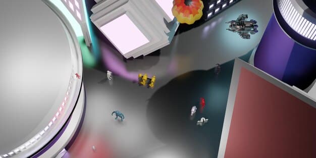 A wide shot of a pivotal scene in , showcasing the production design and set, with characters positioned strategically to convey the power dynamics and the emotional intensity of the moment.