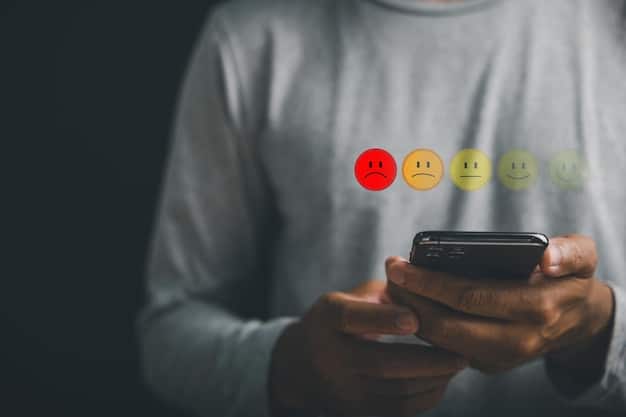 A person holding a phone, looking at a list of positive and negative reviews.