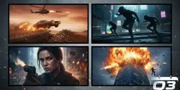 Dynamic collage of four upcoming 2026 Q3 action thrillers