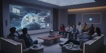 Americans watching a docu-series in 2026, engaged in shared viewing experience