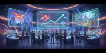 Futuristic animation studio with growth charts and diverse team collaborating on animated features investment 2026.