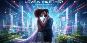 Rom-Com Evolution: 4 New Tropes Defining 2026 Futuristic couple embracing, symbolizing new romantic comedy tropes in 2026