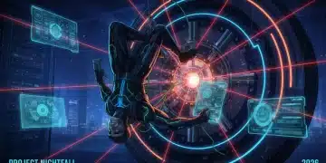 Futuristic vault door with digital security being expertly bypassed