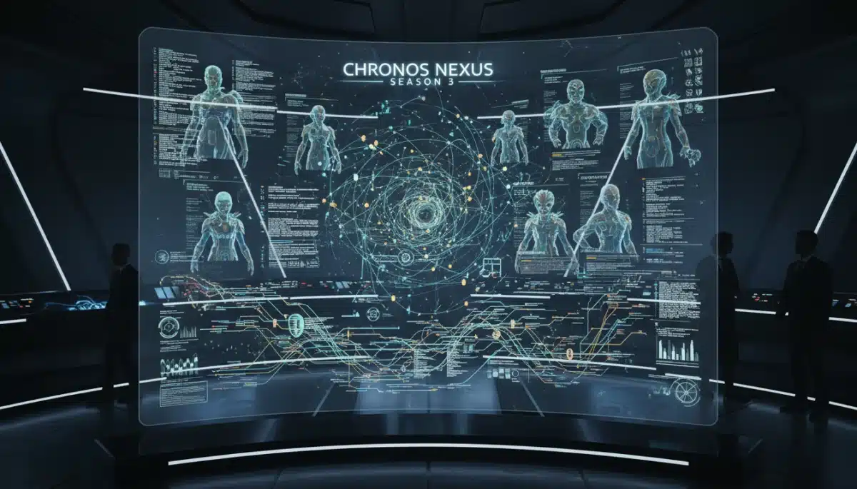 Holographic display with complex data for sci-fi narrative