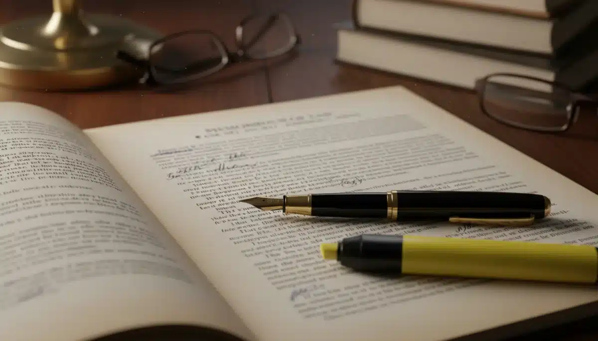 Legal document with pen on desk