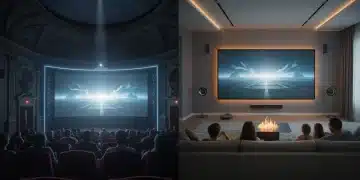 Illustration of movie consumption shift from cinema to home entertainment in 2026