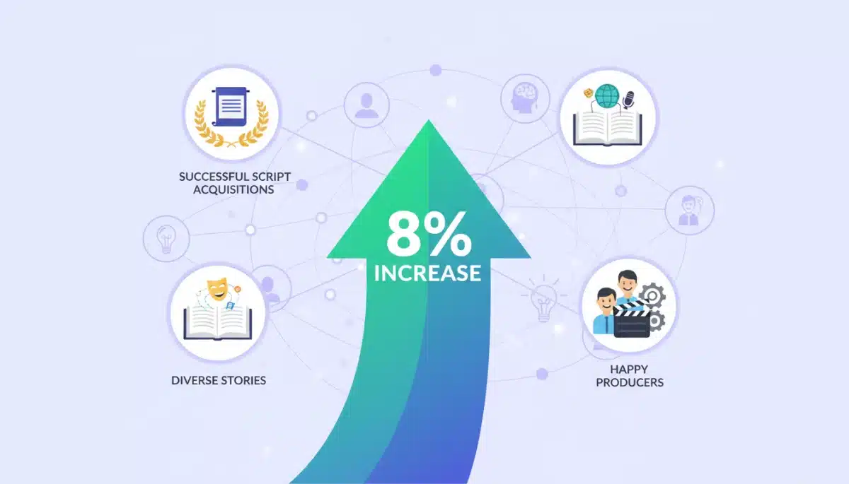 Chart showing 8% increase in script acquisition success due to talent investment
