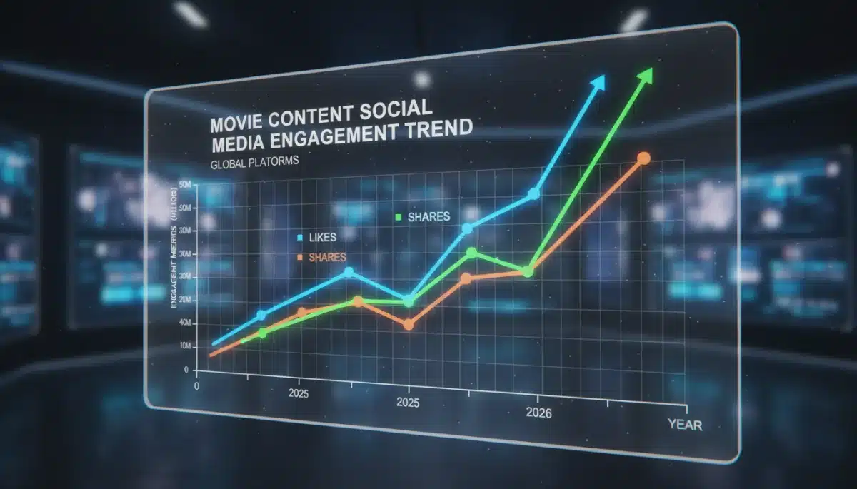 Chart showing increasing viewer engagement on social media for movies
